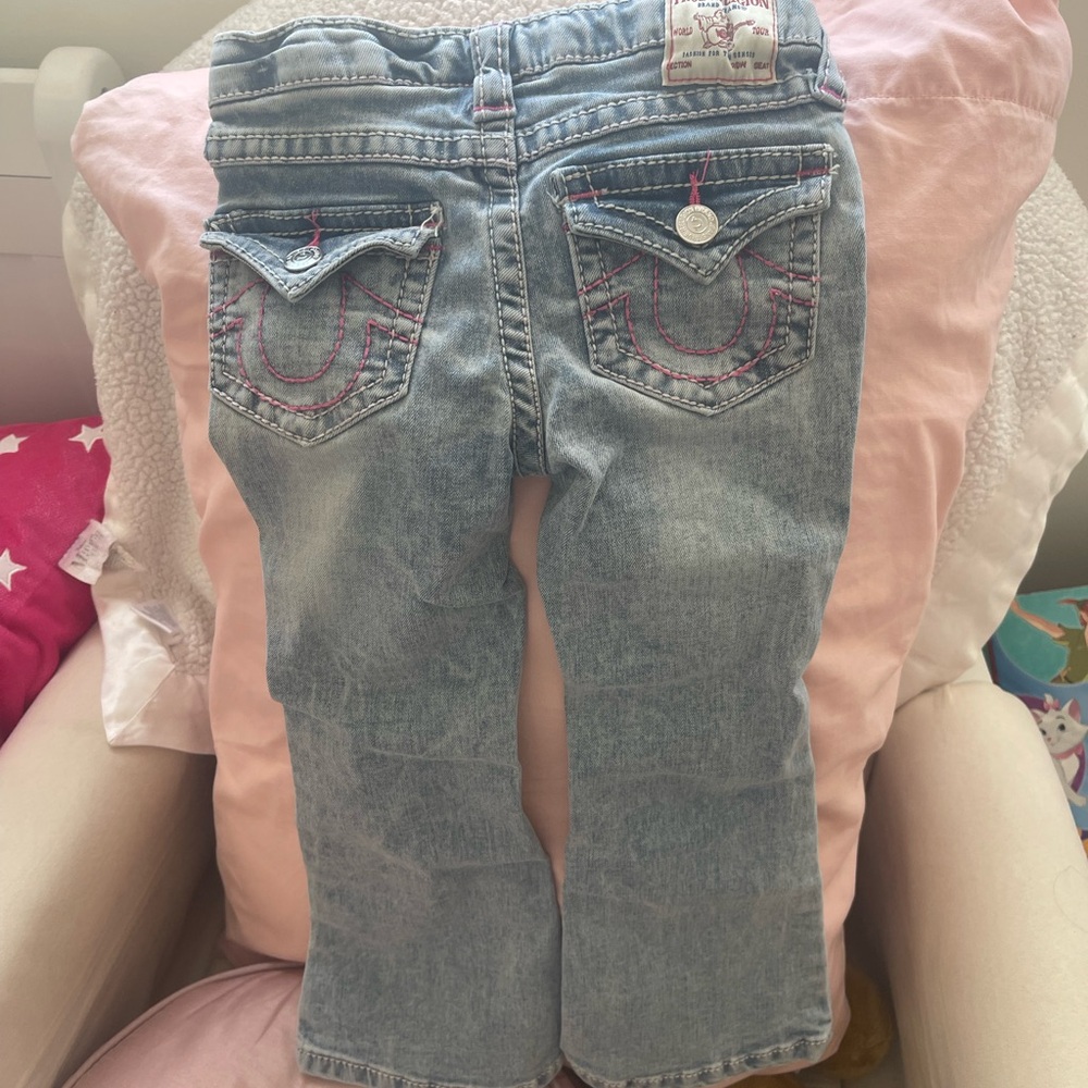 Children's Light Blue Jeans with Pink Stitching